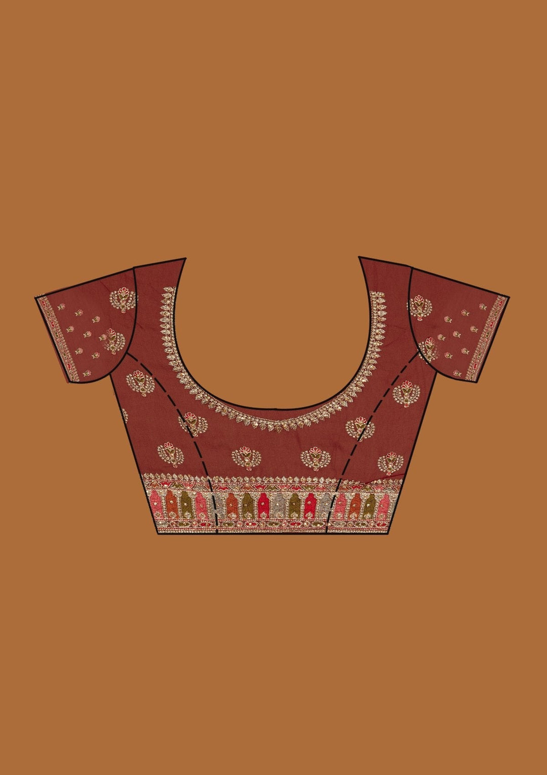Wine Threadwork Georgette Designer Saree - Koskii