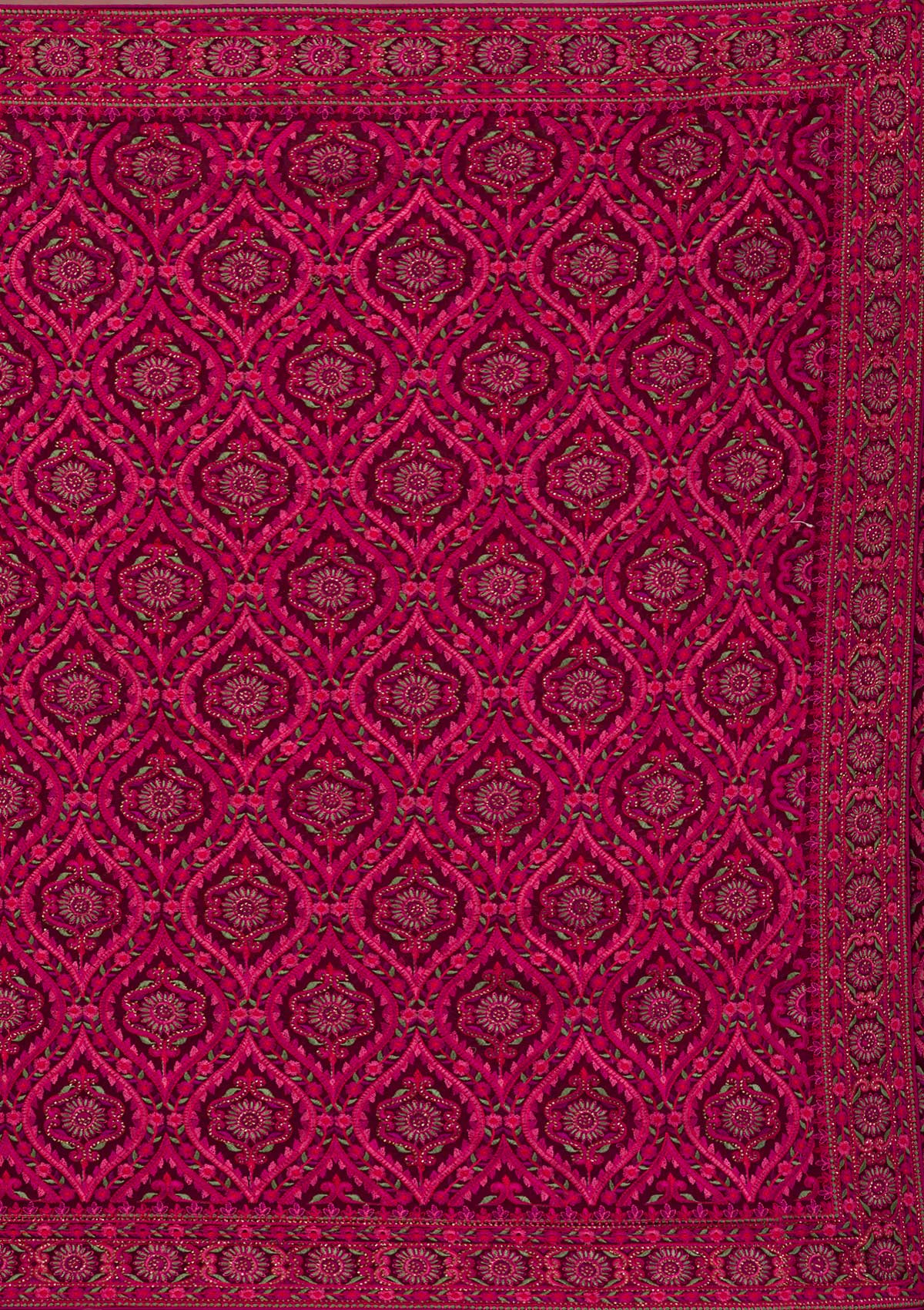 Wine Threadwork Georgette Saree-Koskii