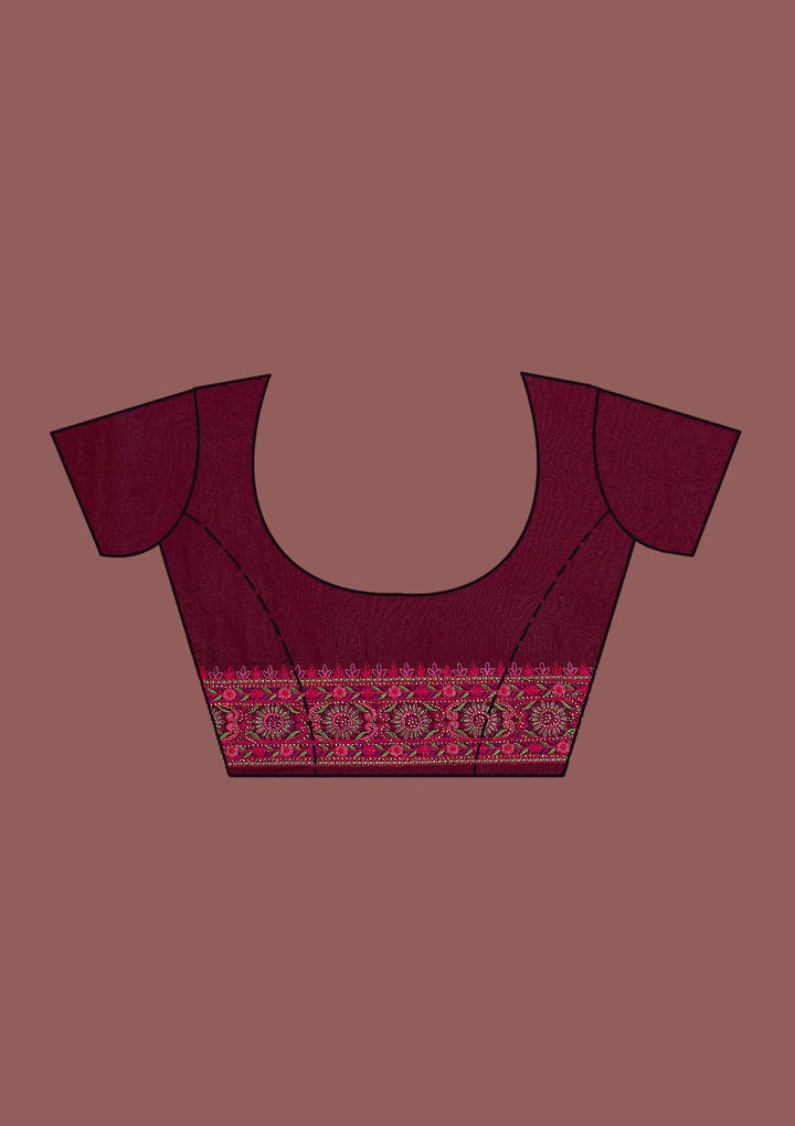 Wine Threadwork Georgette Saree-Koskii