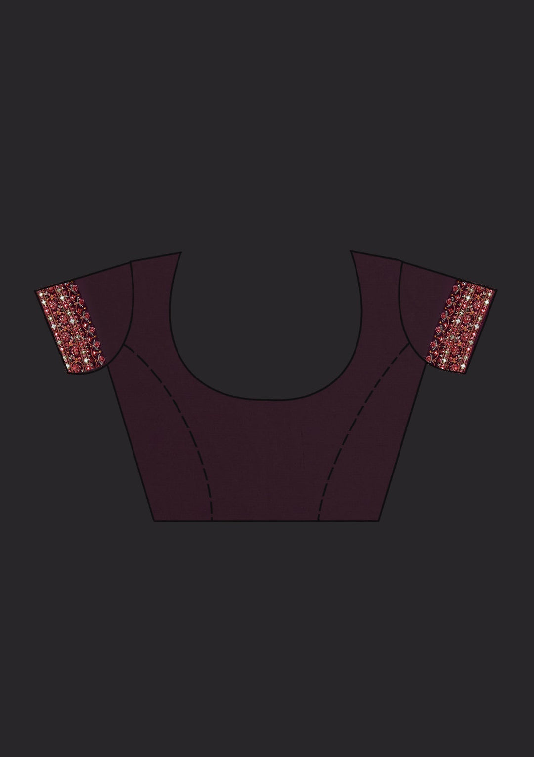 Wine Threadwork Georgette Designer Saree - Koskii