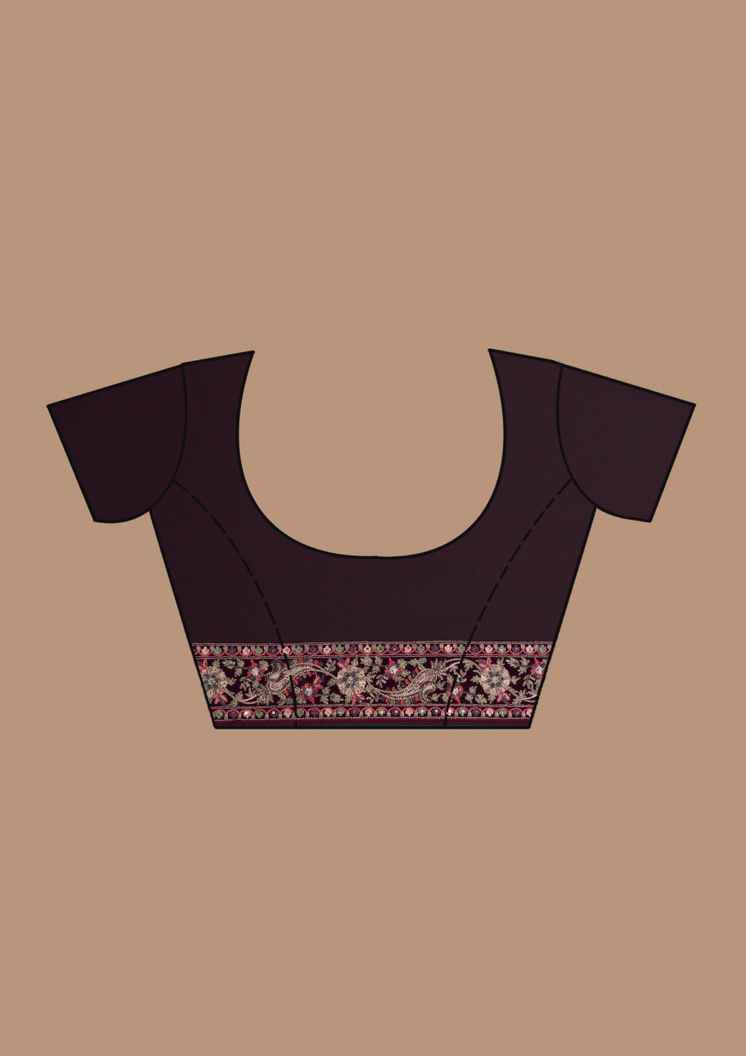 Wine Threadwork Georgette Saree-Koskii