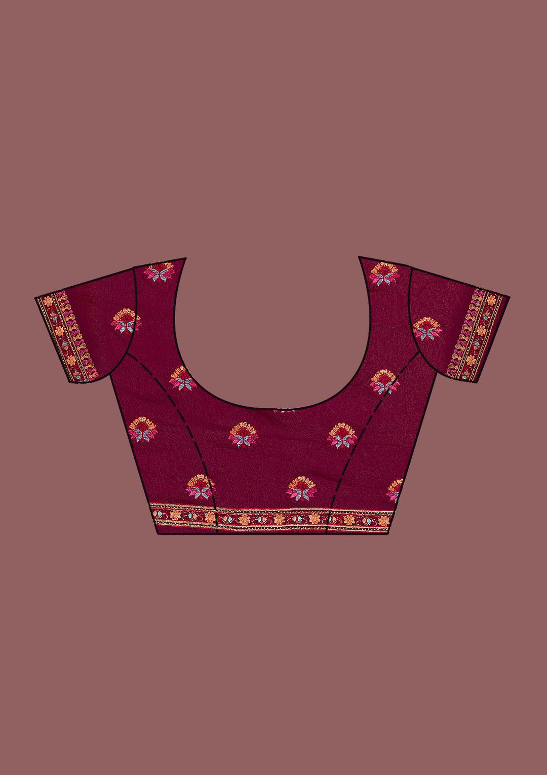 Wine Threadwork Georgette Saree-Koskii