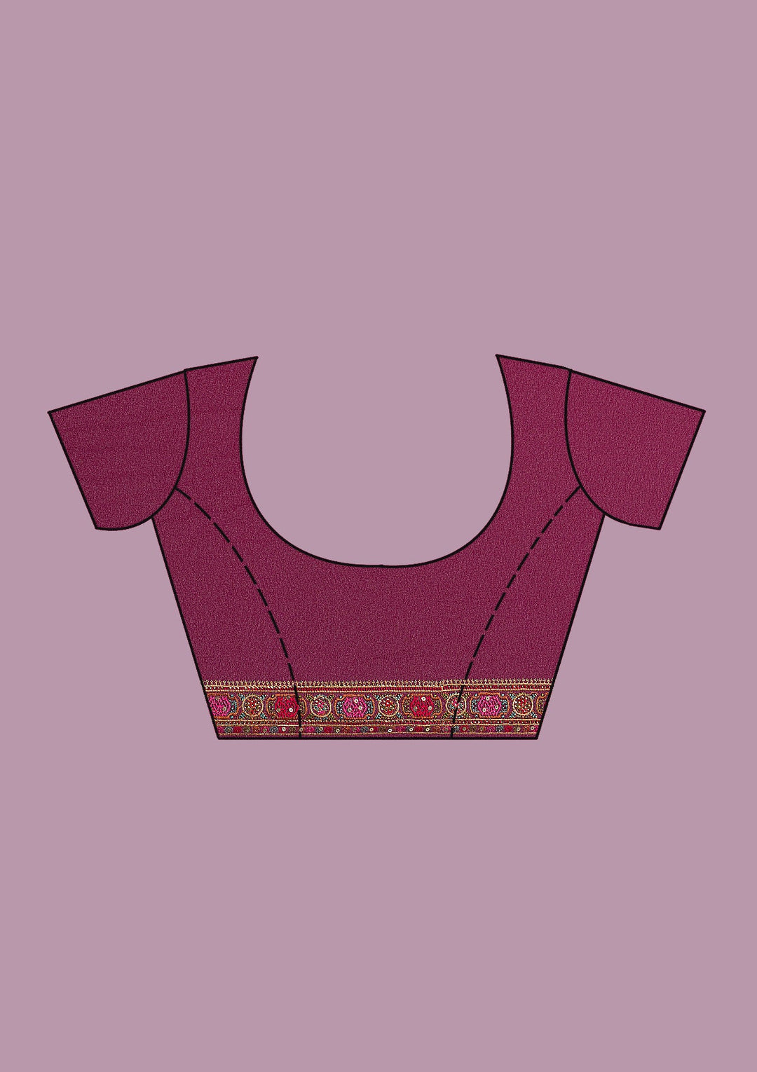 Wine Threadwork Georgette Saree-Koskii