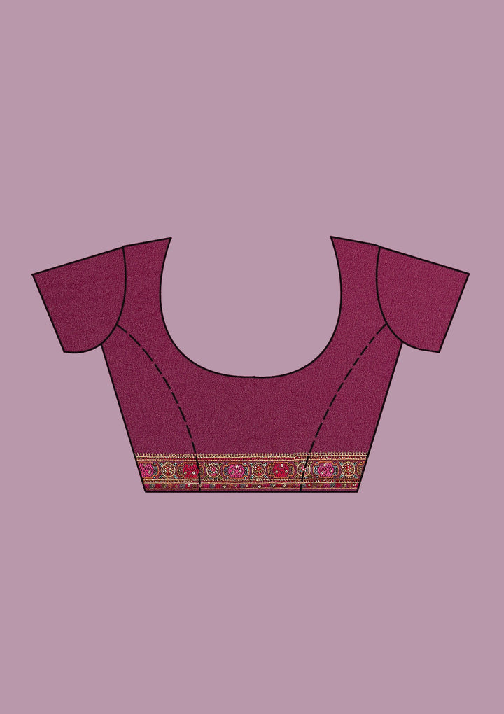 Wine Threadwork Georgette Saree-Koskii