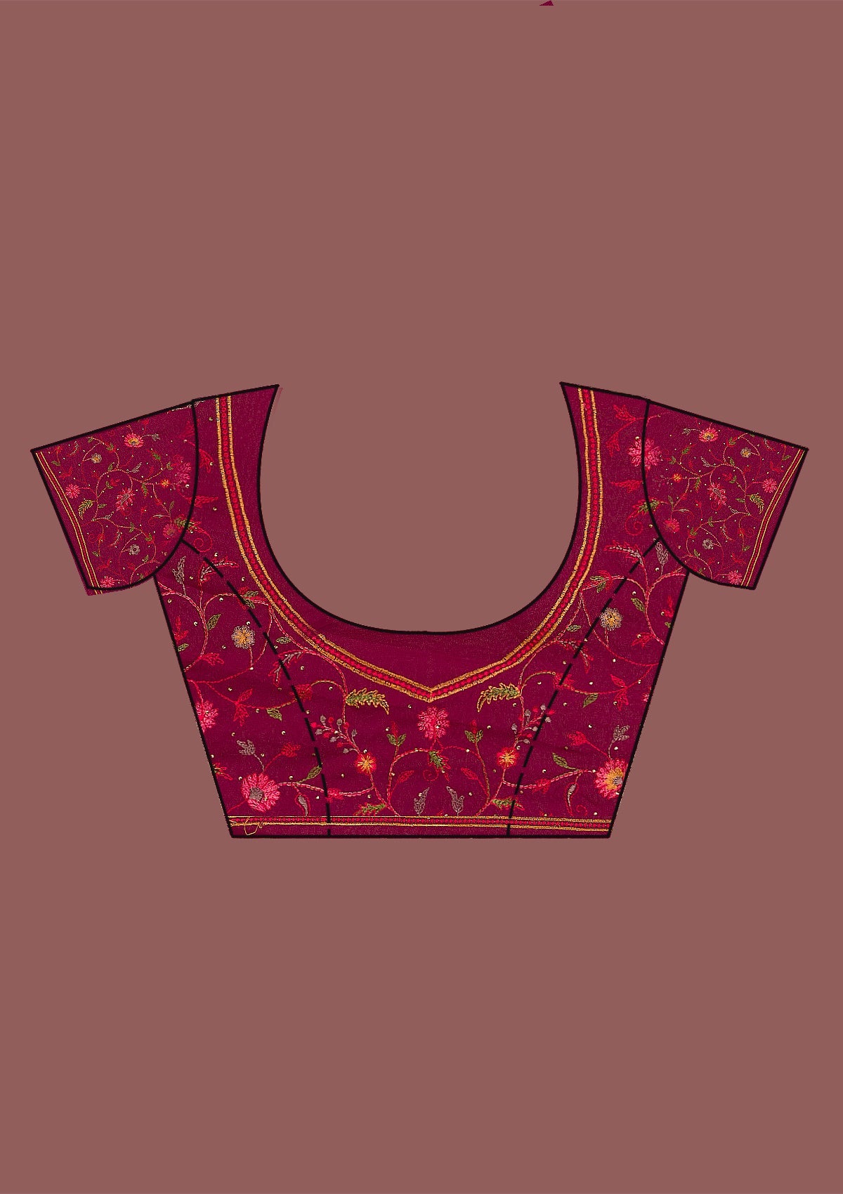 Wine Threadwork Georgette Saree-Koskii