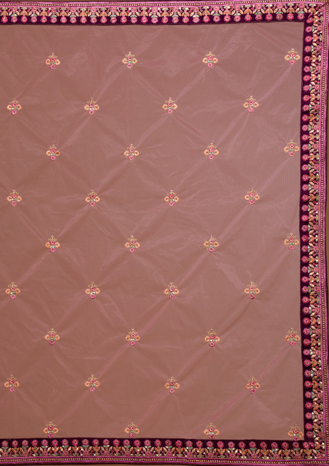 Wine Threadwork Raw Silk Designer Lehenga-Koskii