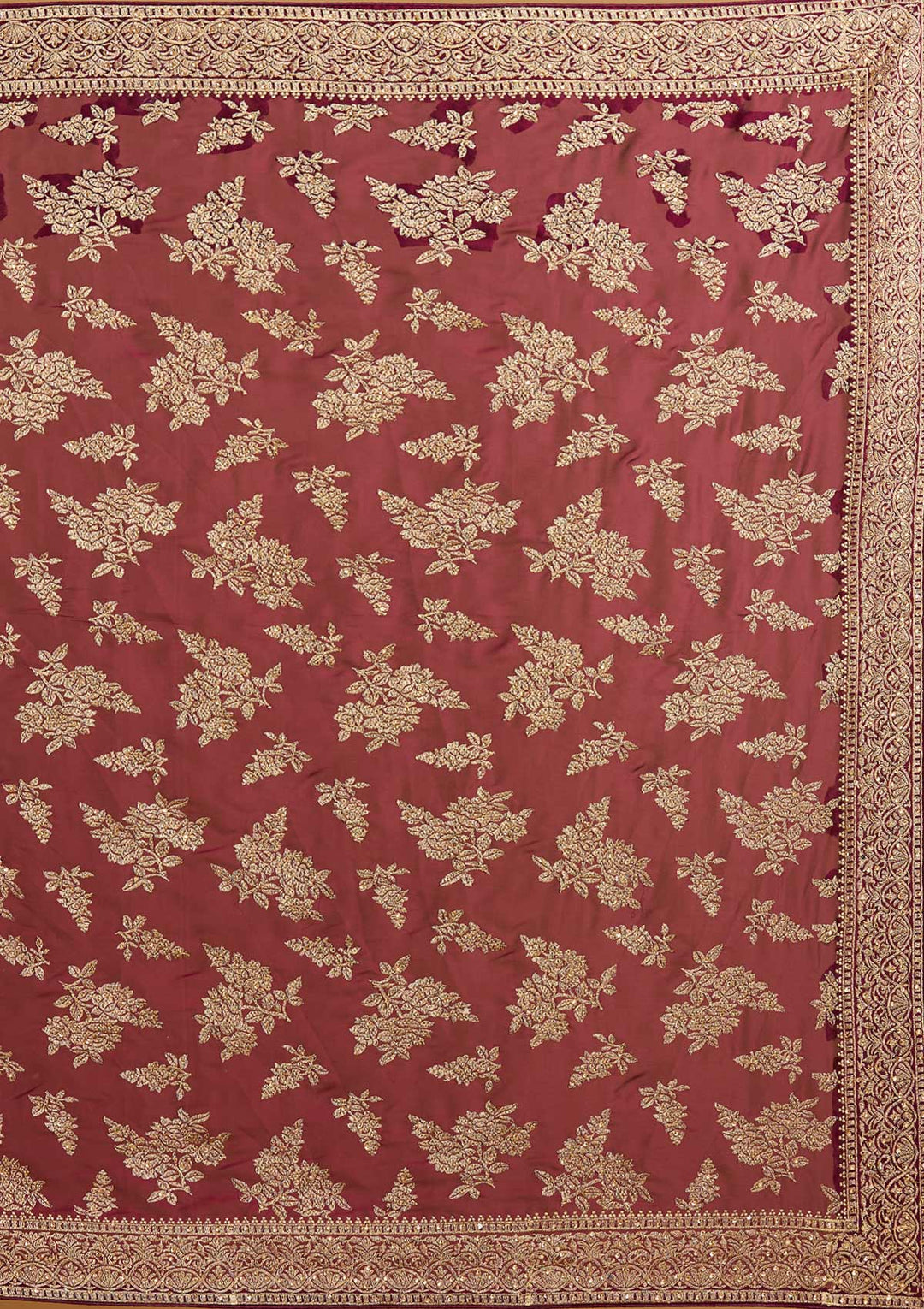 Wine Zariwork Art Silk Designer Saree - Koskii