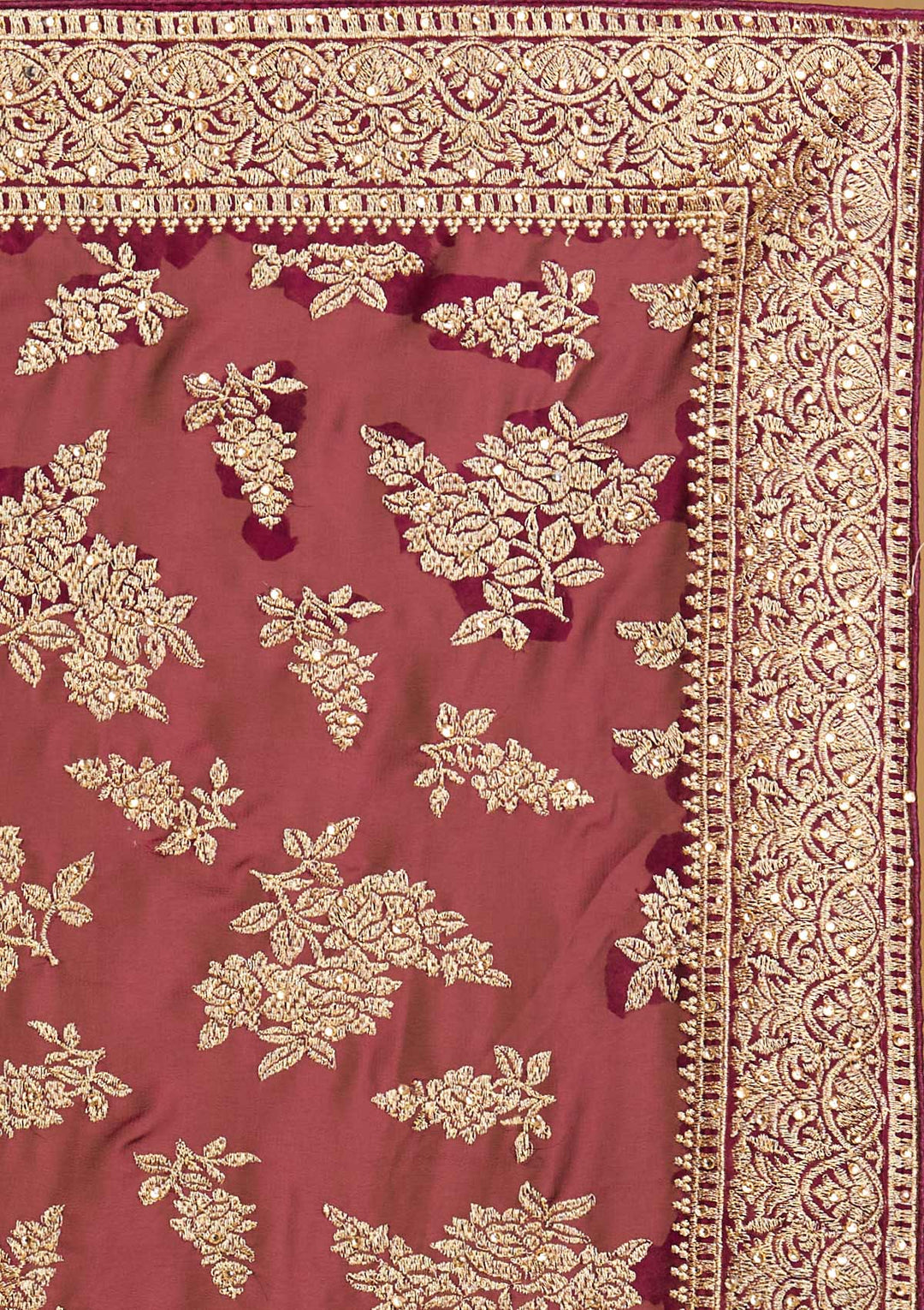 Wine Zariwork Art Silk Designer Saree - Koskii