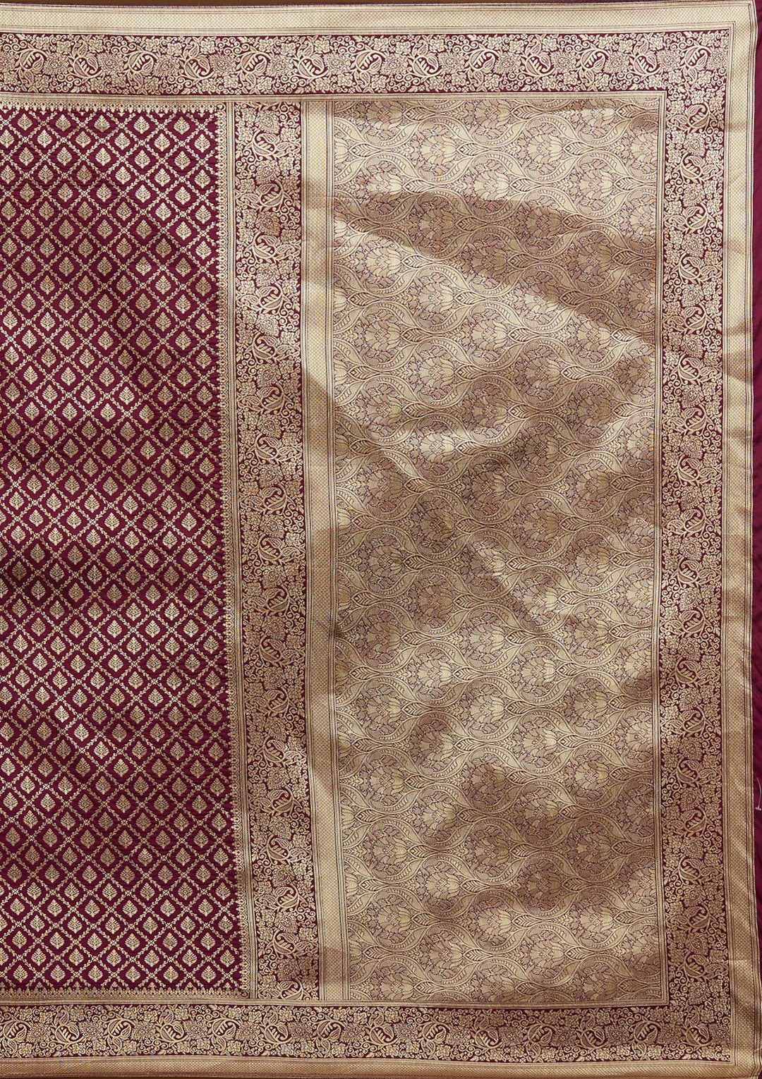 Wine Zariwork Art Silk Designer Saree - Koskii