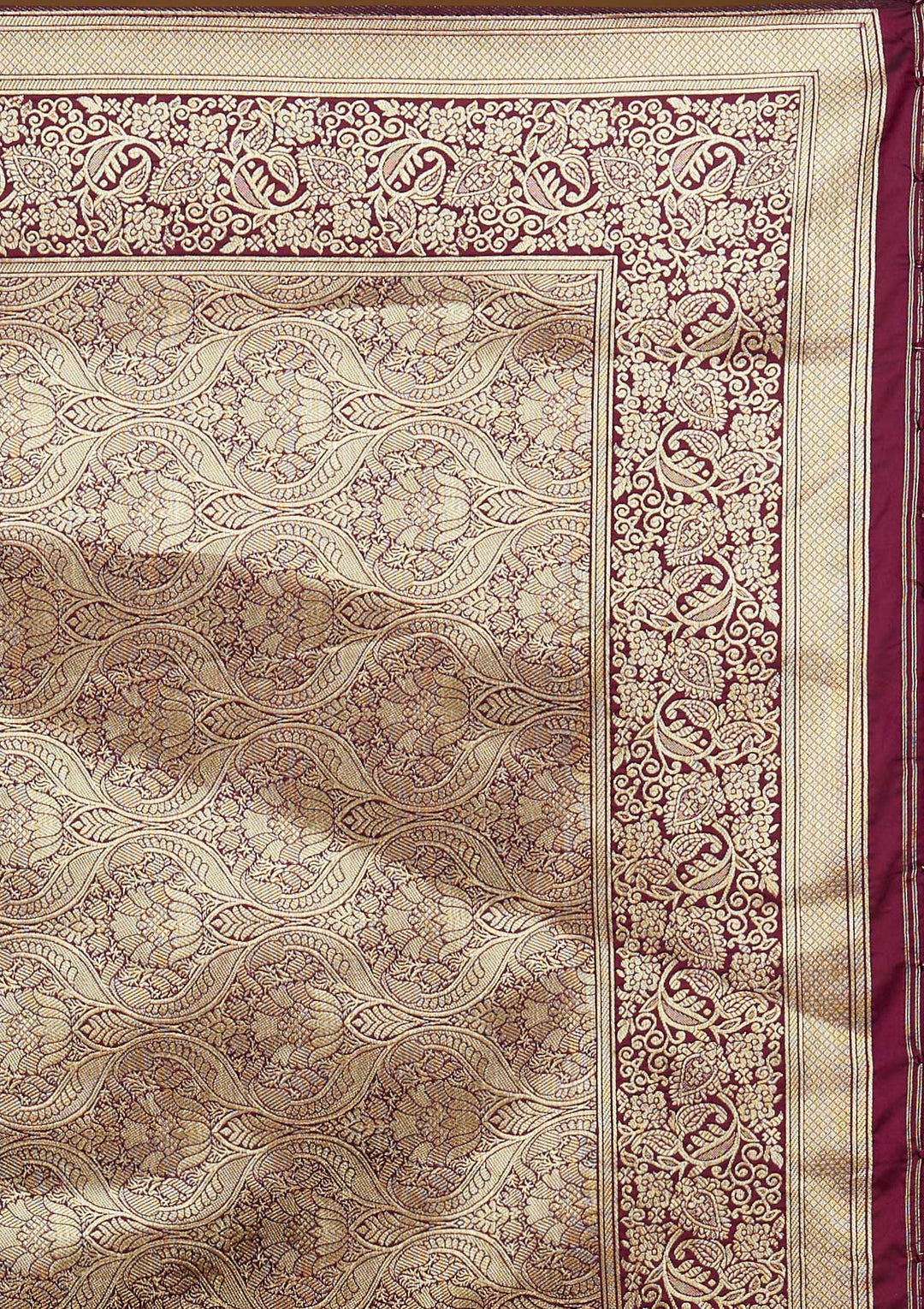Wine Zariwork Art Silk Designer Saree - Koskii