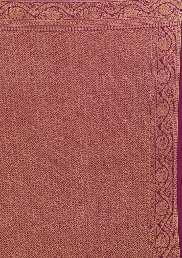 Wine Zariwork Art Silk Saree-Koskii