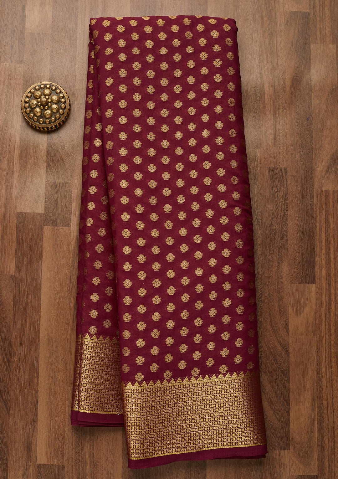 Wine Zariwork Art Silk Saree-Koskii