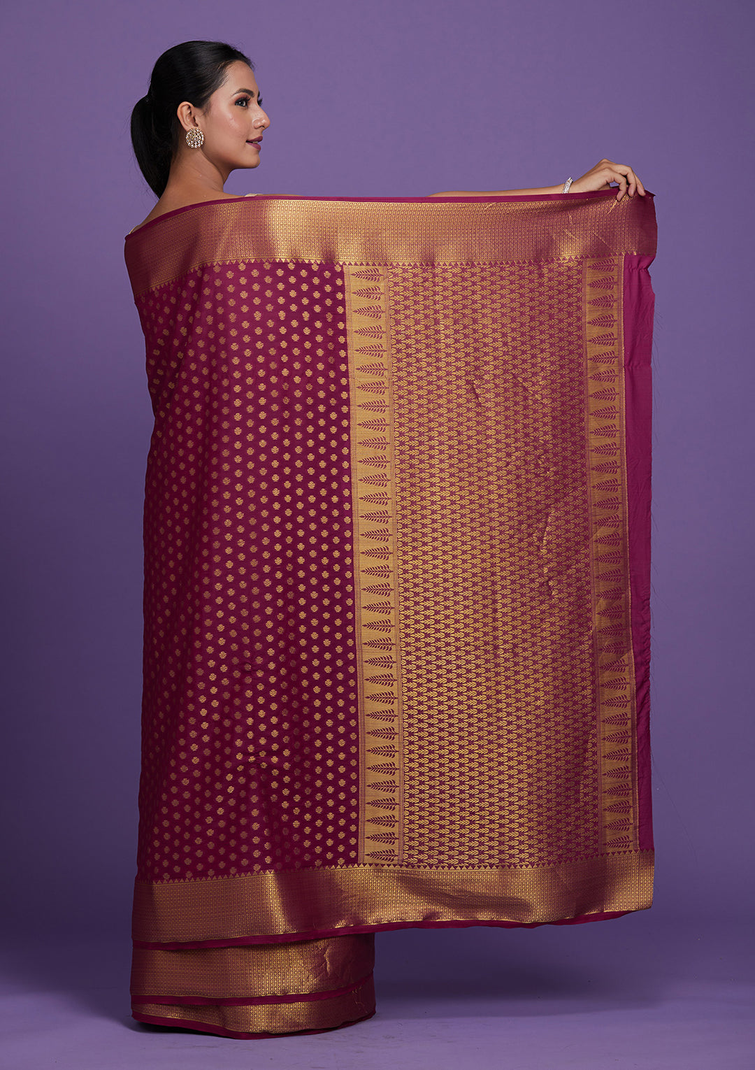 Wine Zariwork Art Silk Saree-Koskii