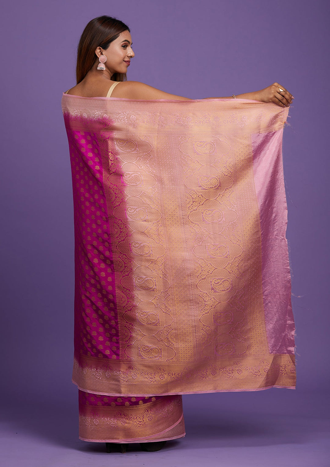 Wine Zariwork Art Silk Saree-Koskii