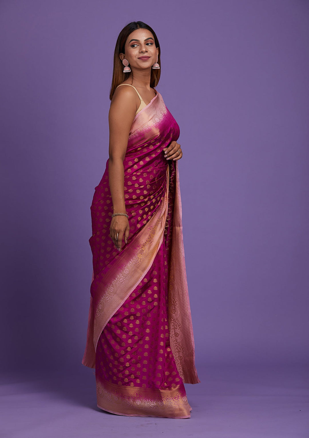 Wine Zariwork Art Silk Saree-Koskii