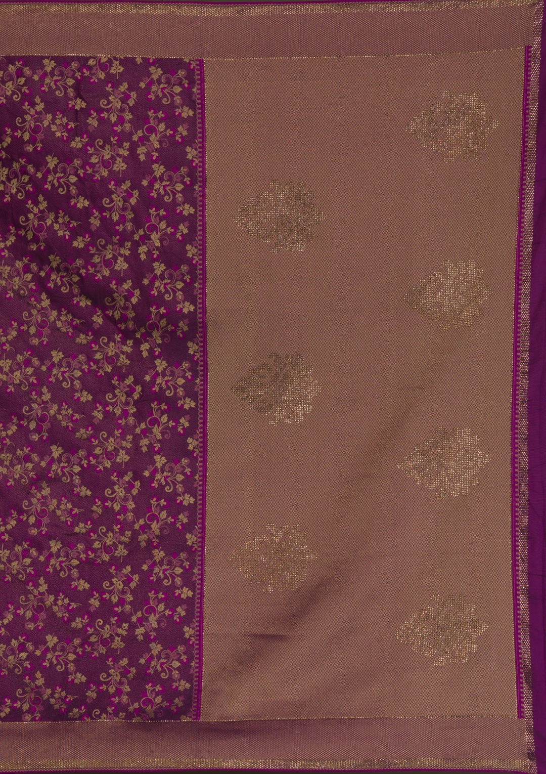 Wine Zariwork Art Silk Unstitched Saree-Koskii