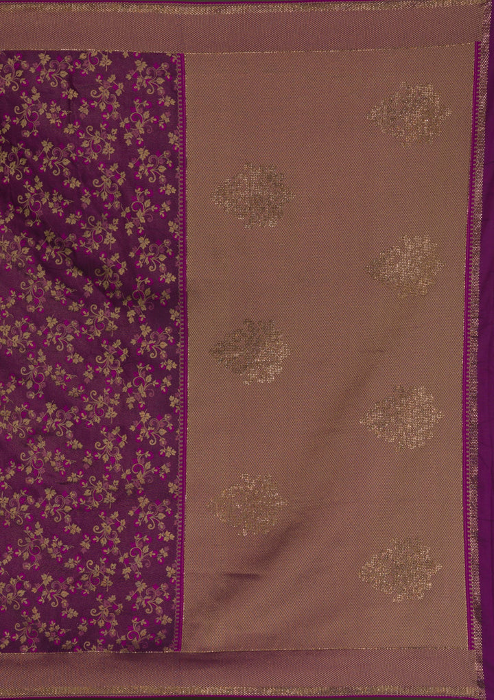 Wine Zariwork Art Silk Unstitched Saree-Koskii