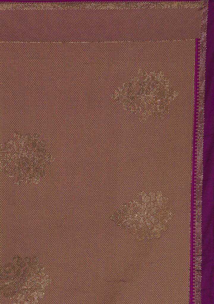 Wine Zariwork Art Silk Unstitched Saree-Koskii