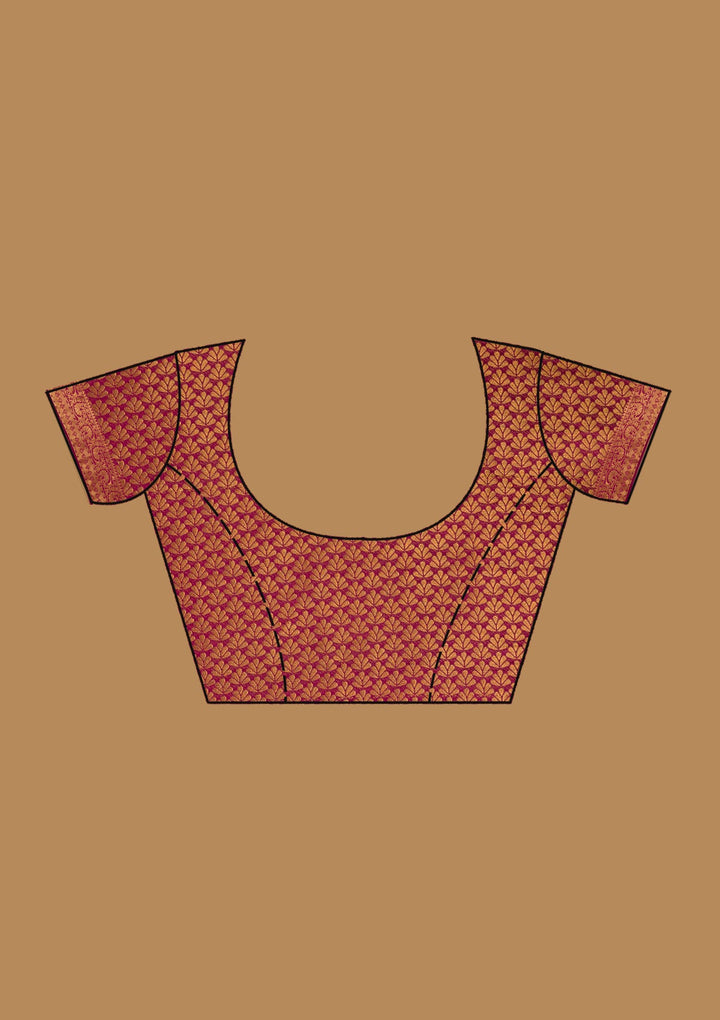 Wine Zariwork Banarasi Saree-Koskii