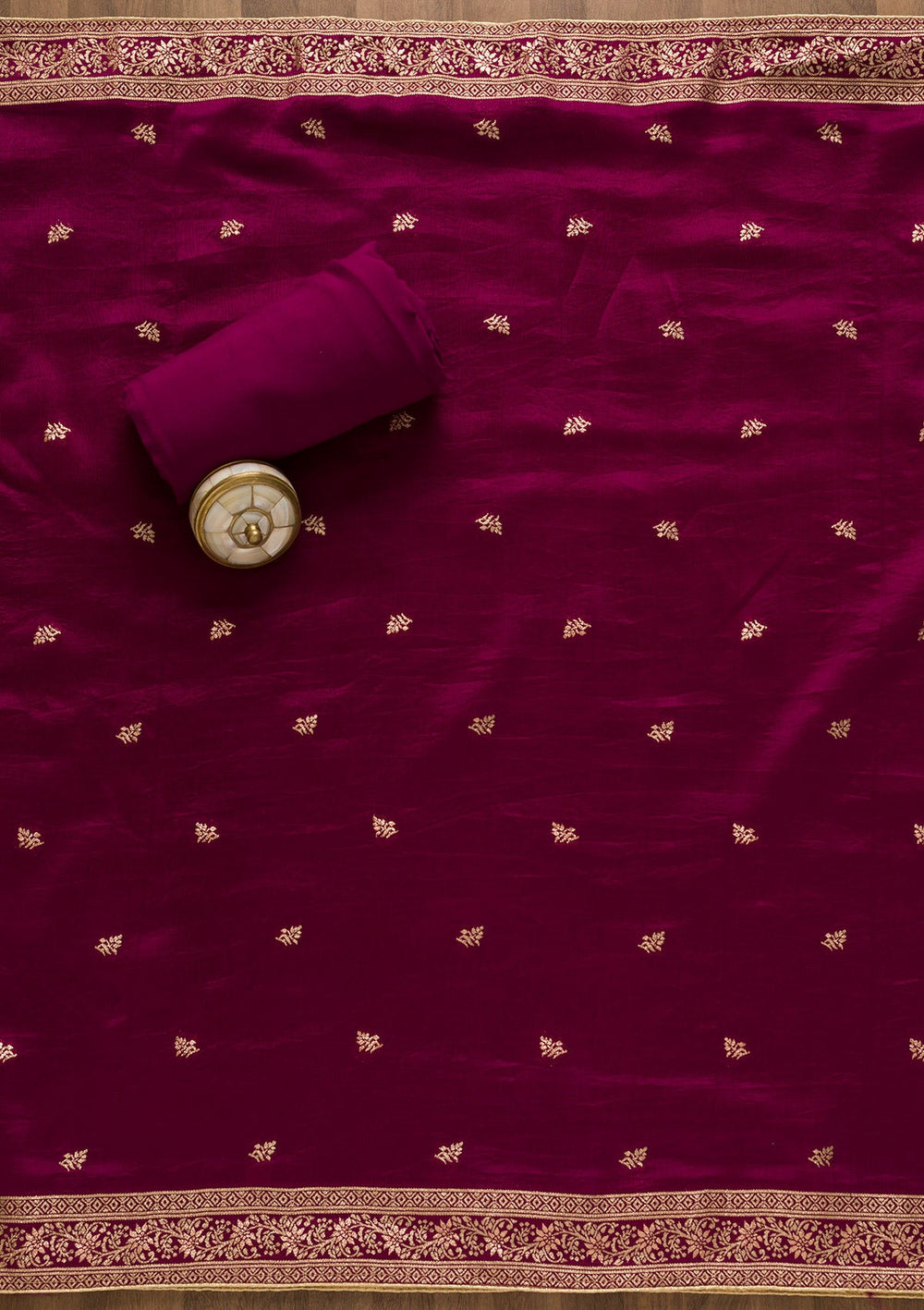 Wine Zariwork Art Silk Unstitched Salwar Kameez-Koskii