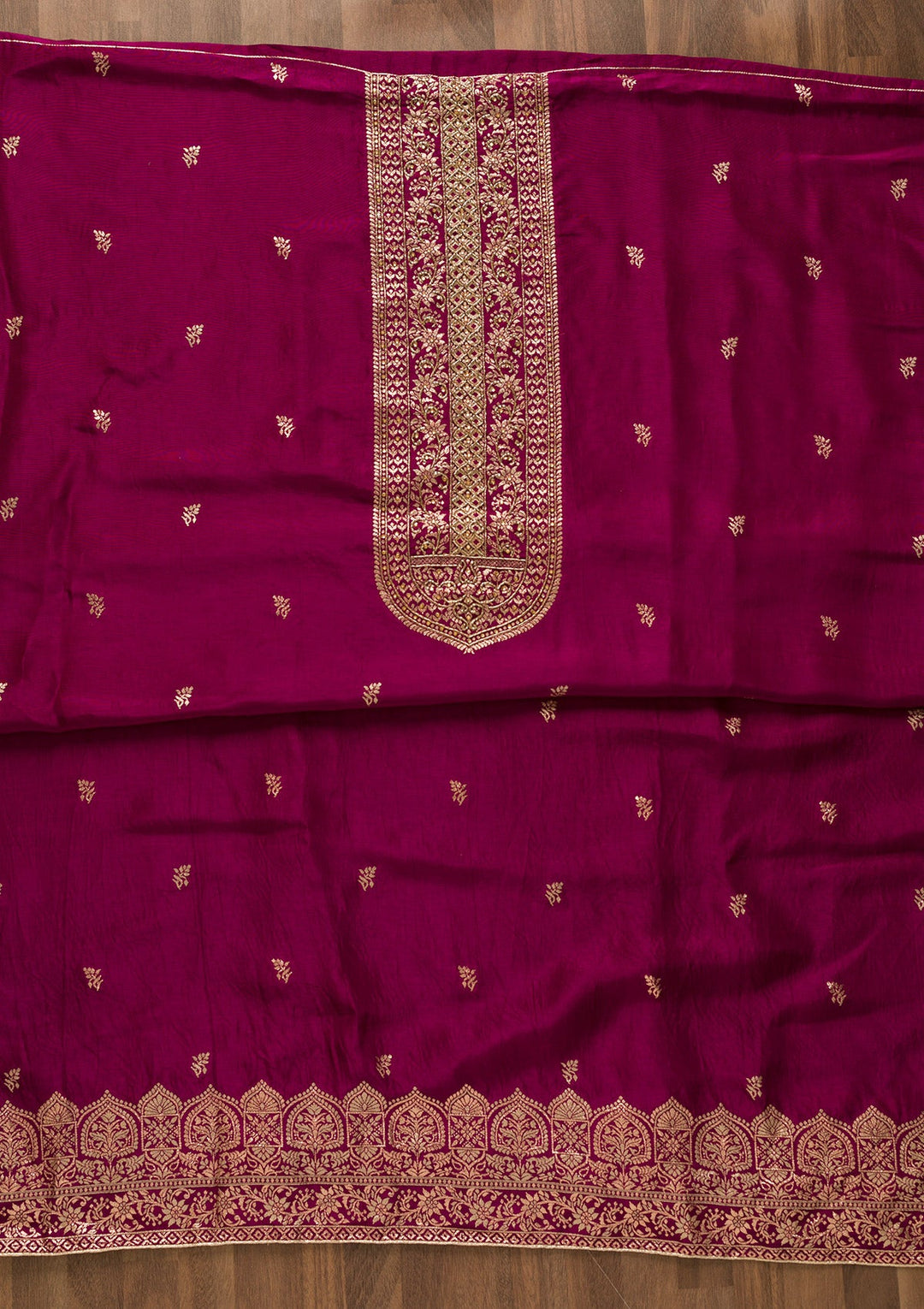 Wine Zariwork Art Silk Unstitched Salwar Kameez-Koskii