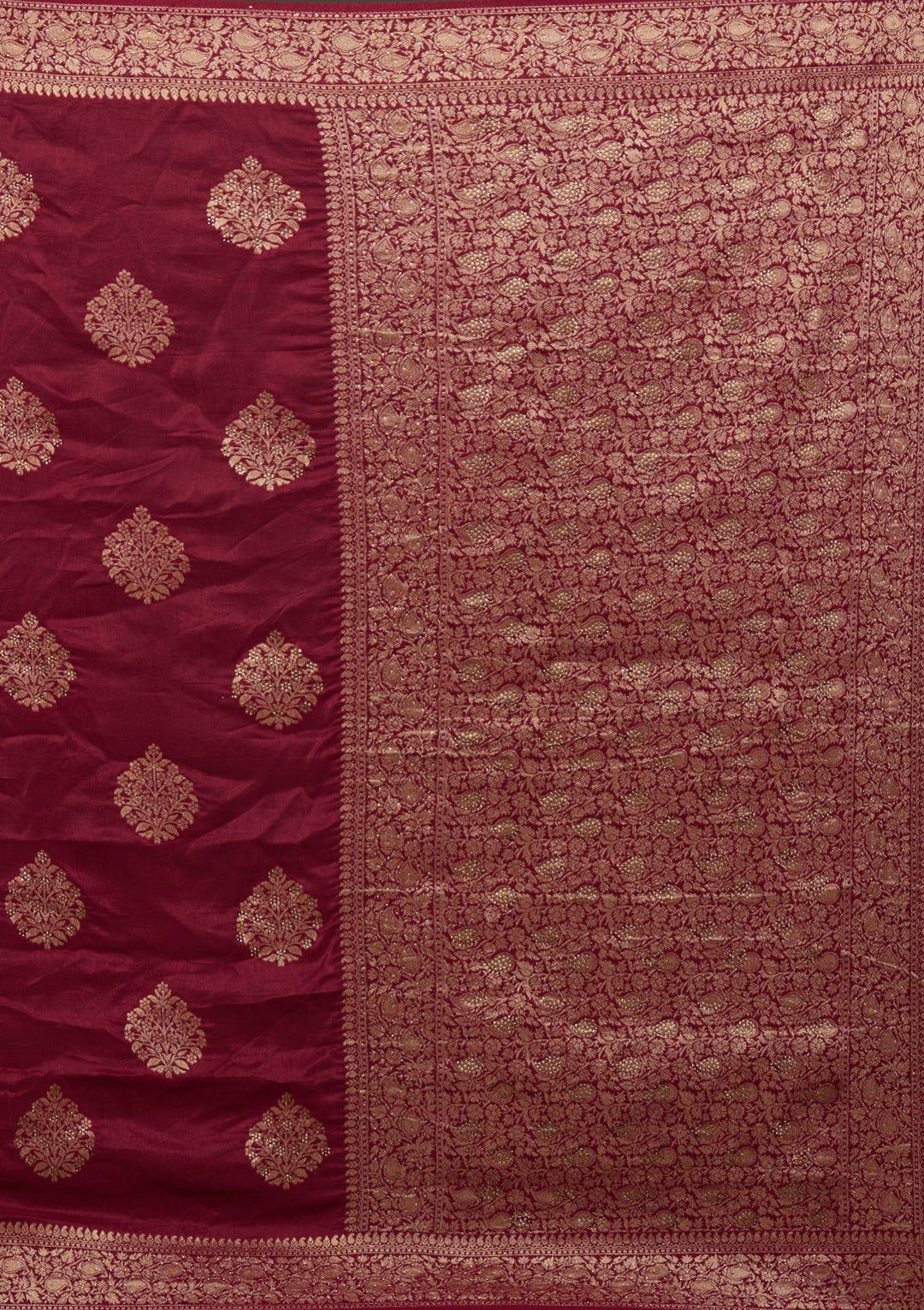 Wine Zariwork Banarasi Designer Saree - Koskii