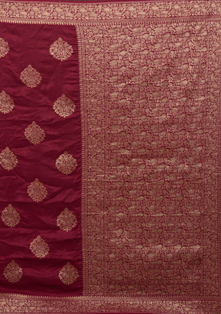 Wine Zariwork Banarasi Designer Saree - Koskii