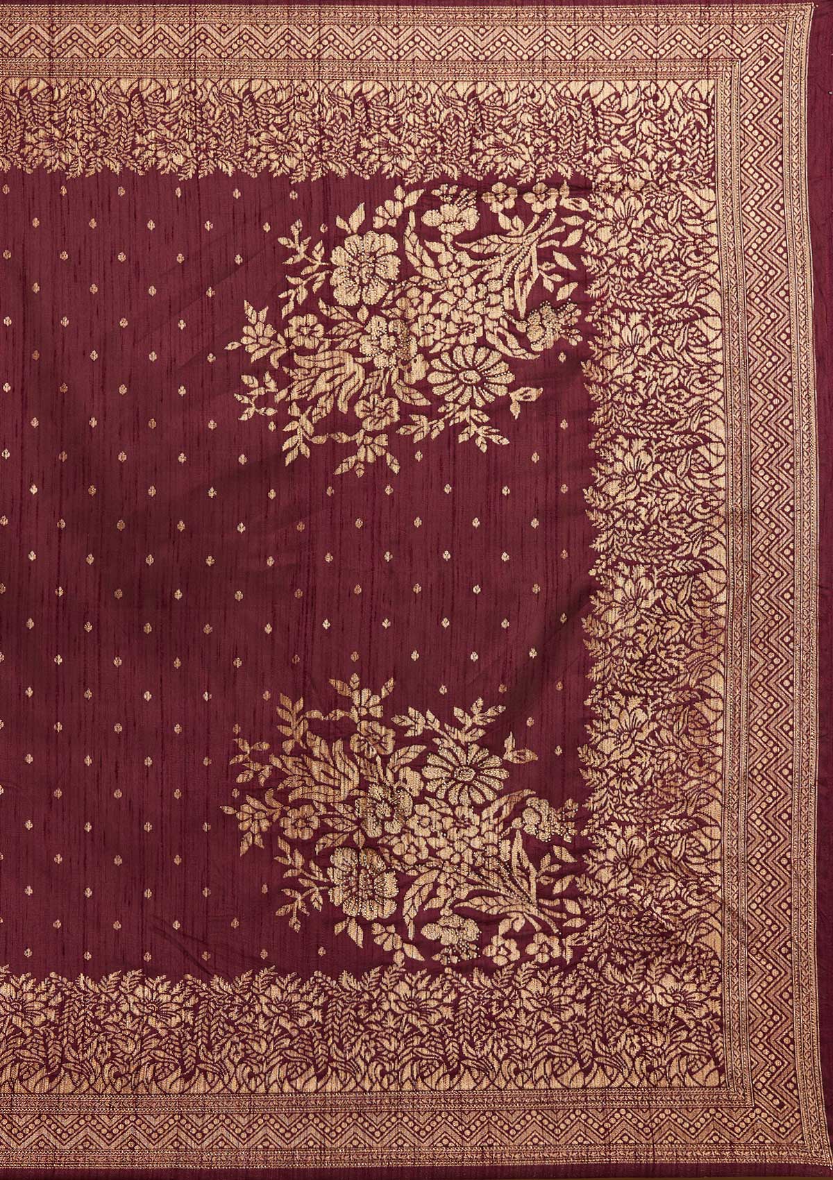 Wine Zariwork Banarasi Designer Saree - Koskii