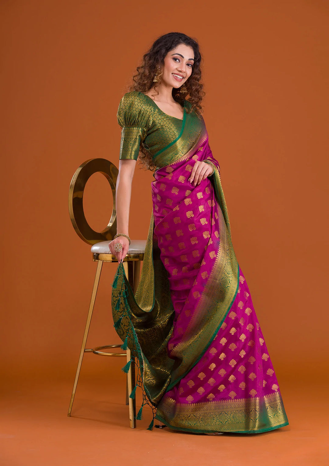 Wine Zariwork Banarasi Saree-Koskii