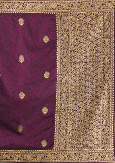 Wine Zariwork Brocade Saree-Koskii