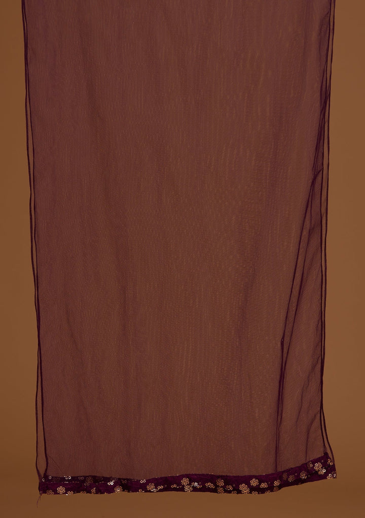 Wine Zariwork Georgette Designer Salwar Suit - Koskii