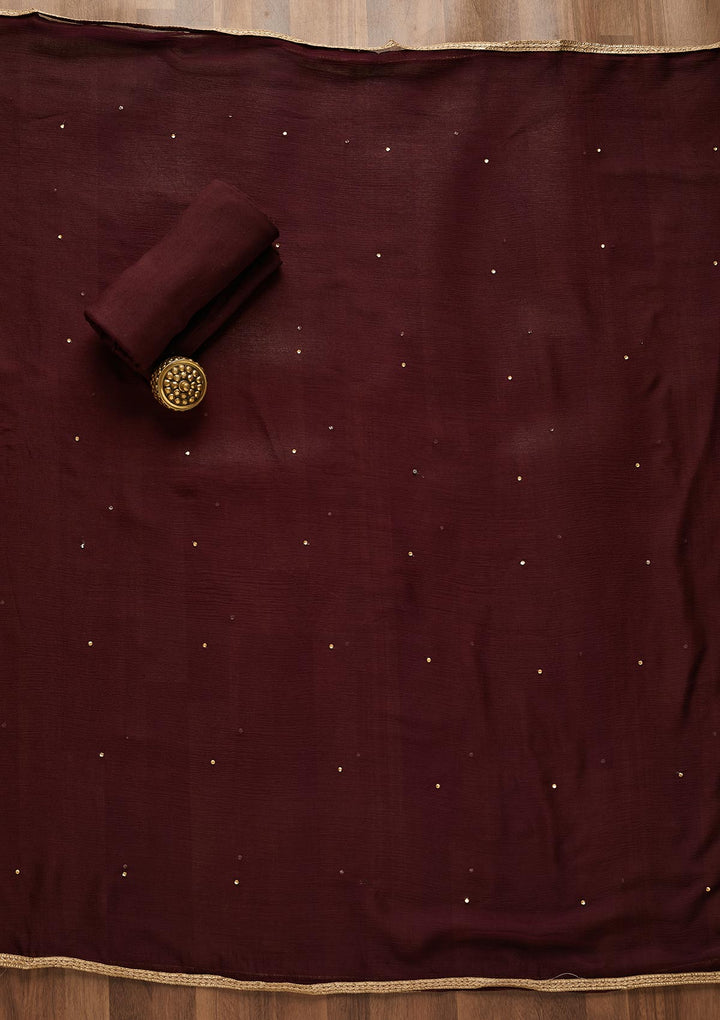 Wine Zariwork Georgette Unstitched Salwar Suit-Koskii