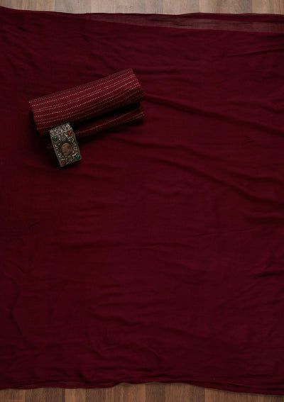 Wine Zariwork Georgette Unstitched Salwar Suit - Koskii