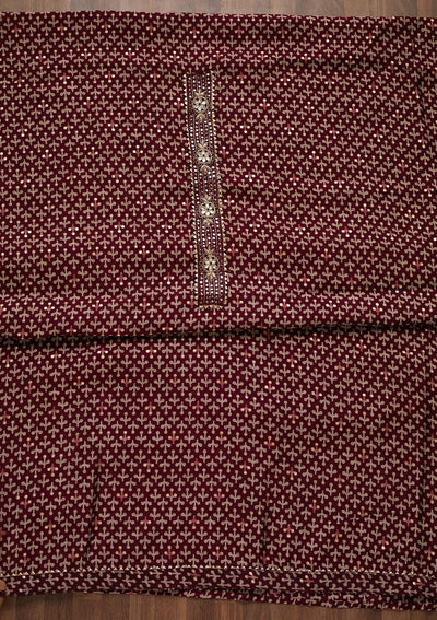 Wine Zariwork Georgette Unstitched Salwar Suit - Koskii
