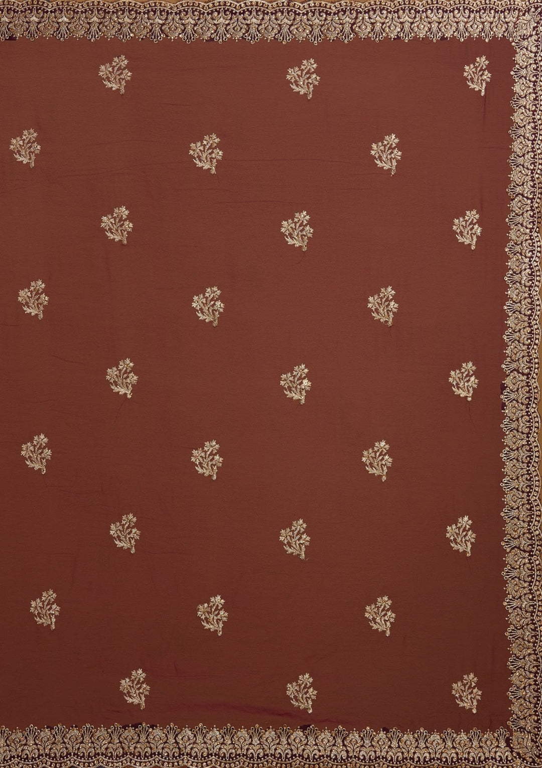 Wine Zariwork Georgette Designer Saree - Koskii