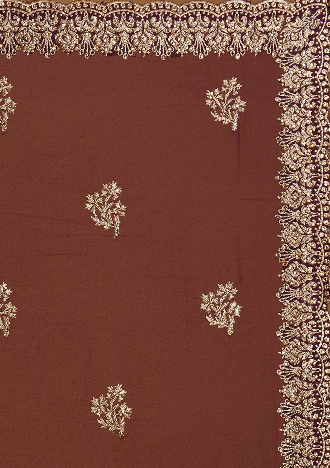 Wine Zariwork Georgette Designer Saree - Koskii