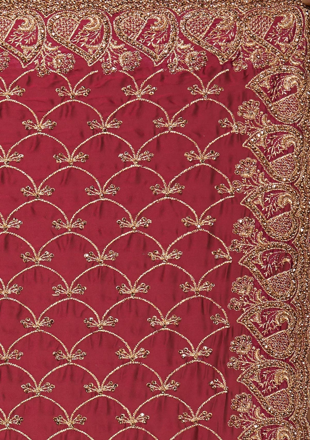 Wine Zariwork Georgette Saree-Koskii