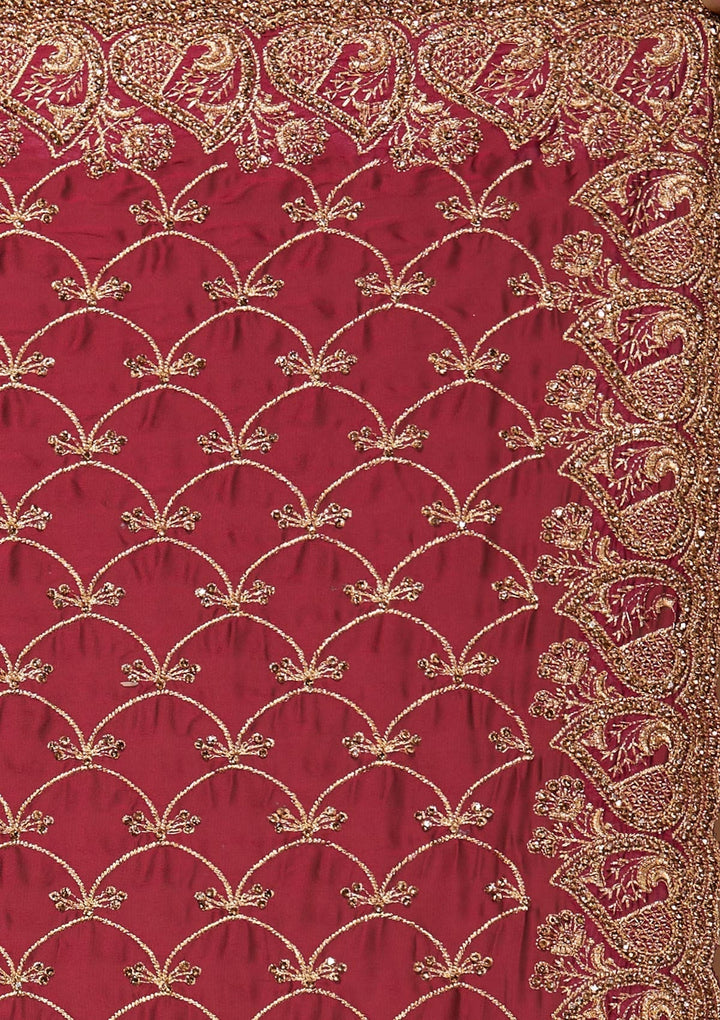Wine Zariwork Georgette Saree-Koskii