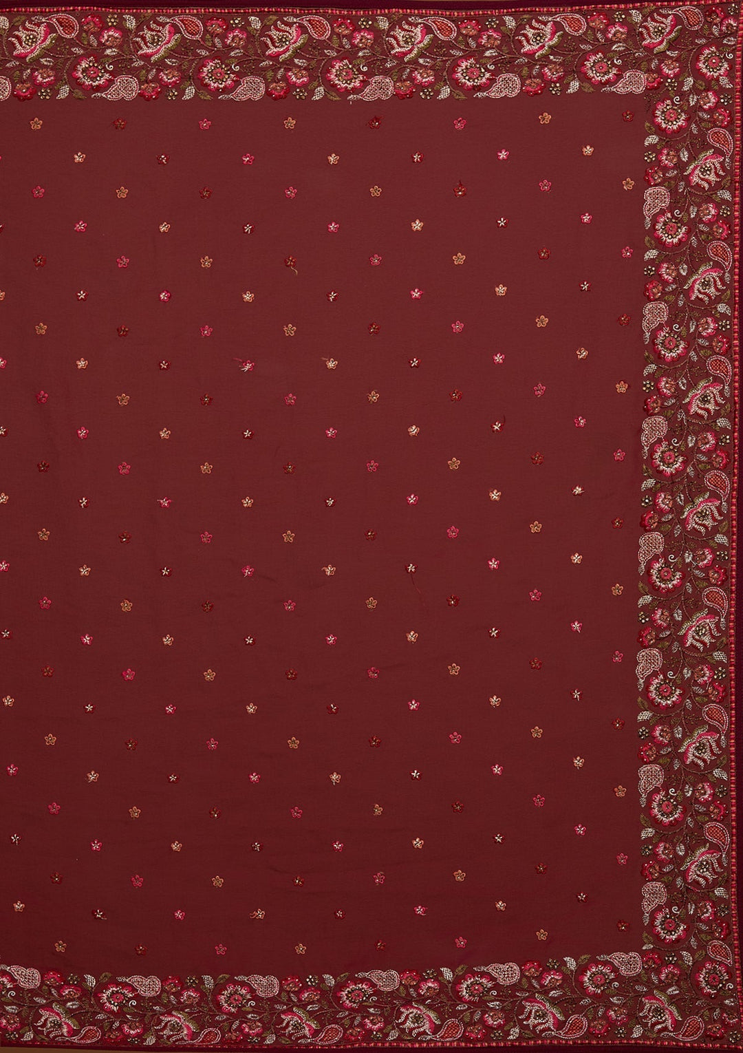 Wine Zariwork Georgette Saree-Koskii