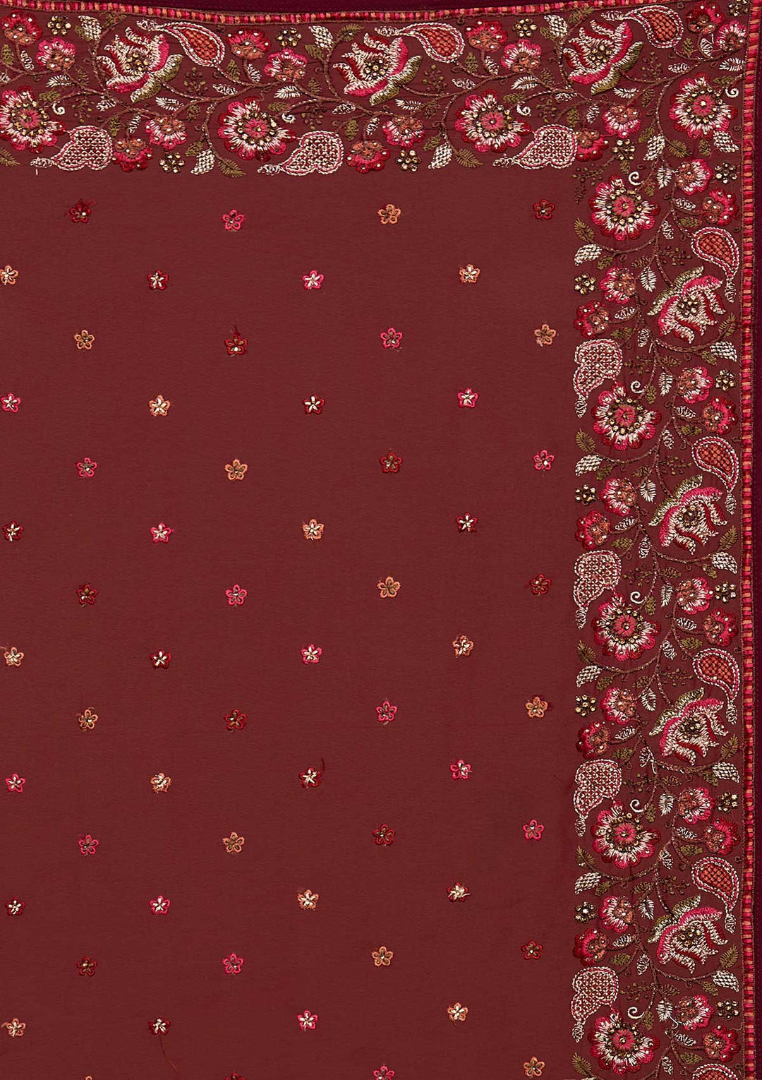 Wine Zariwork Georgette Saree-Koskii