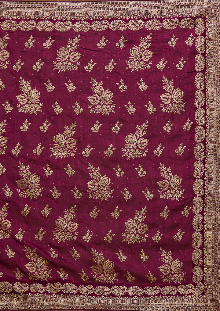 Wine Zariwork Georgette Saree-Koskii