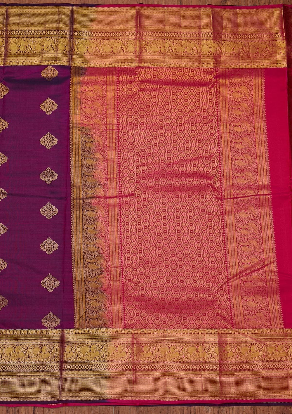 Wine Zariwork Pure Silk Designer Unstitched Saree - Koskii