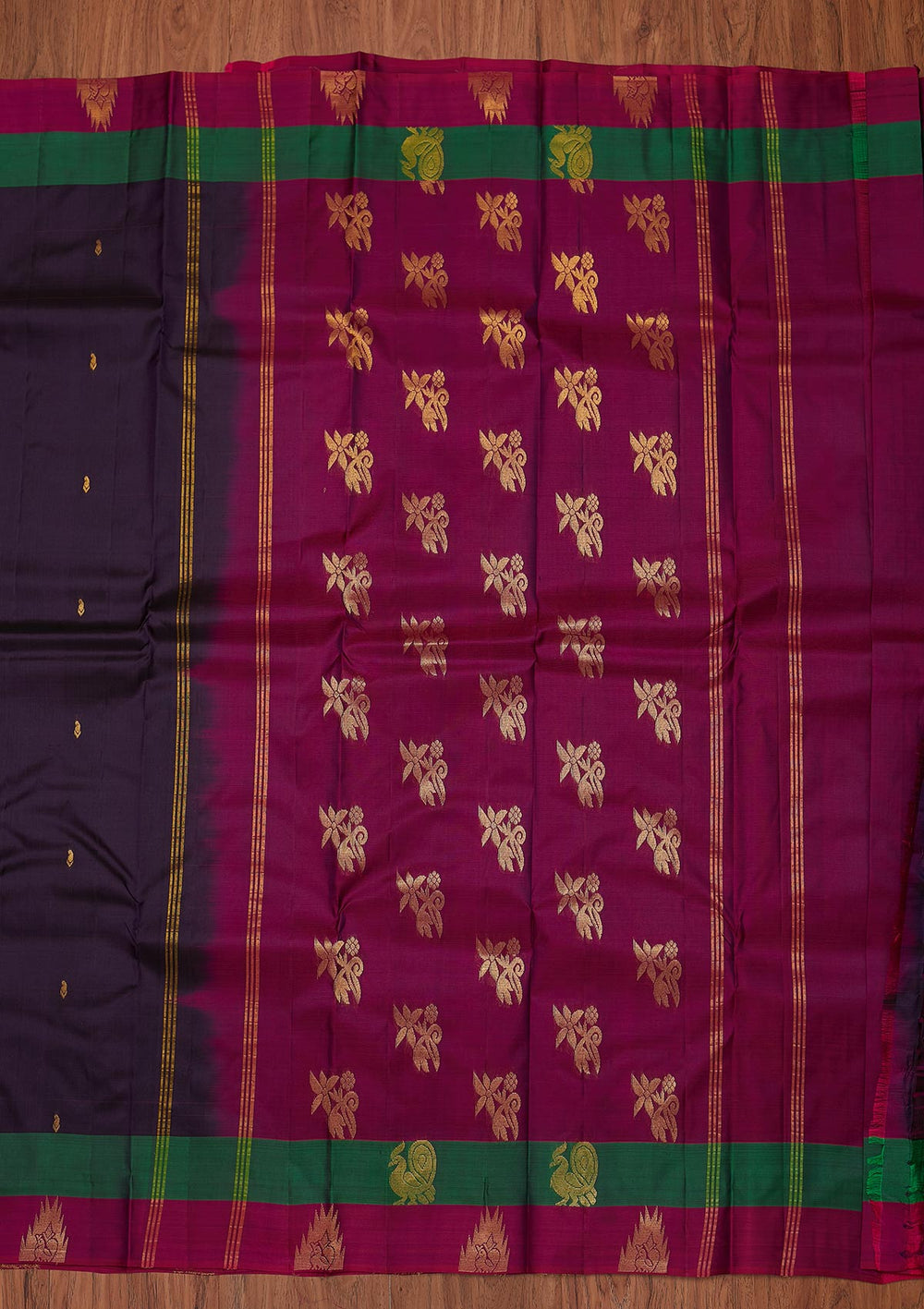 Wine Zariwork Pure Silk Designer Unstitched Saree - Koskii