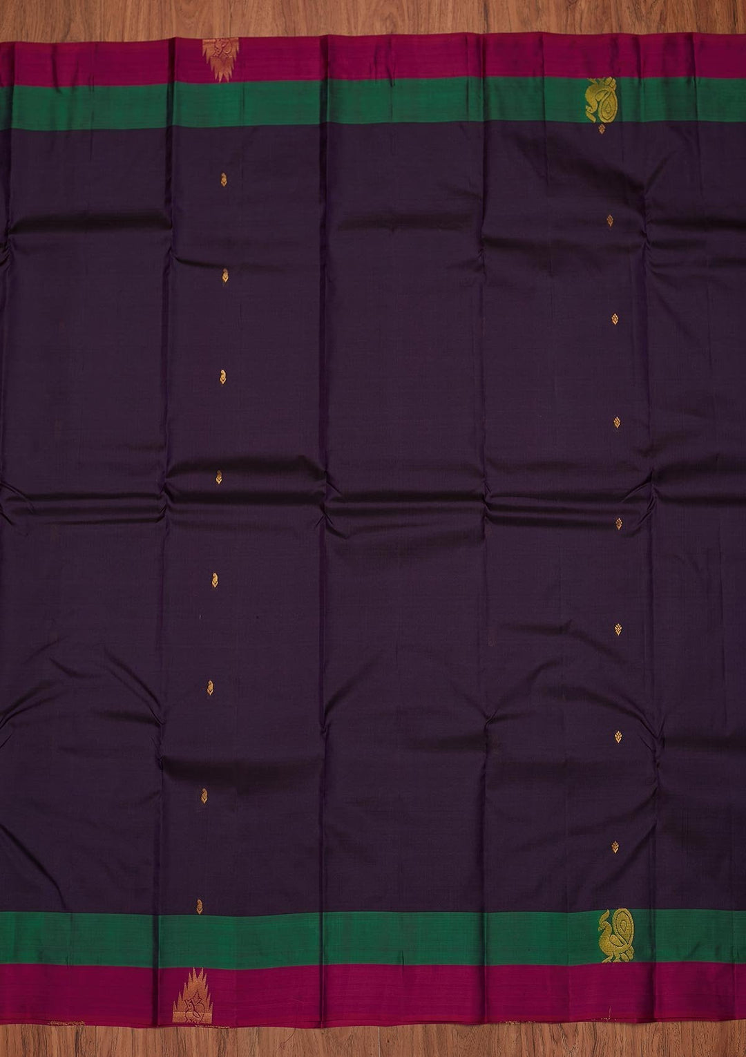 Wine Zariwork Pure Silk Designer Unstitched Saree - Koskii