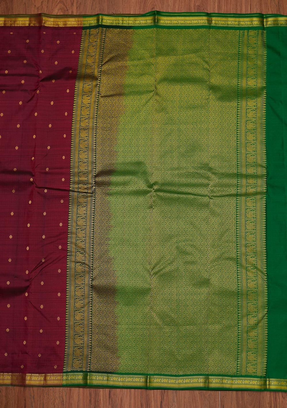 Wine Zariwork Pure Silk Designer Unstitched Saree - Koskii