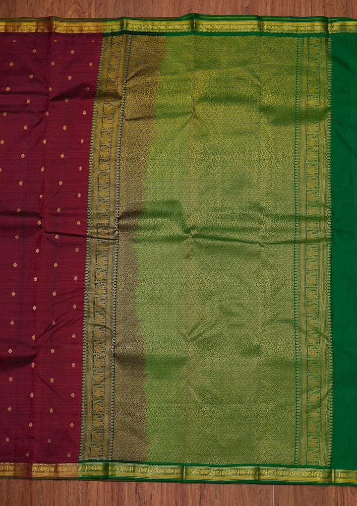 Wine Zariwork Pure Silk Designer Unstitched Saree - Koskii