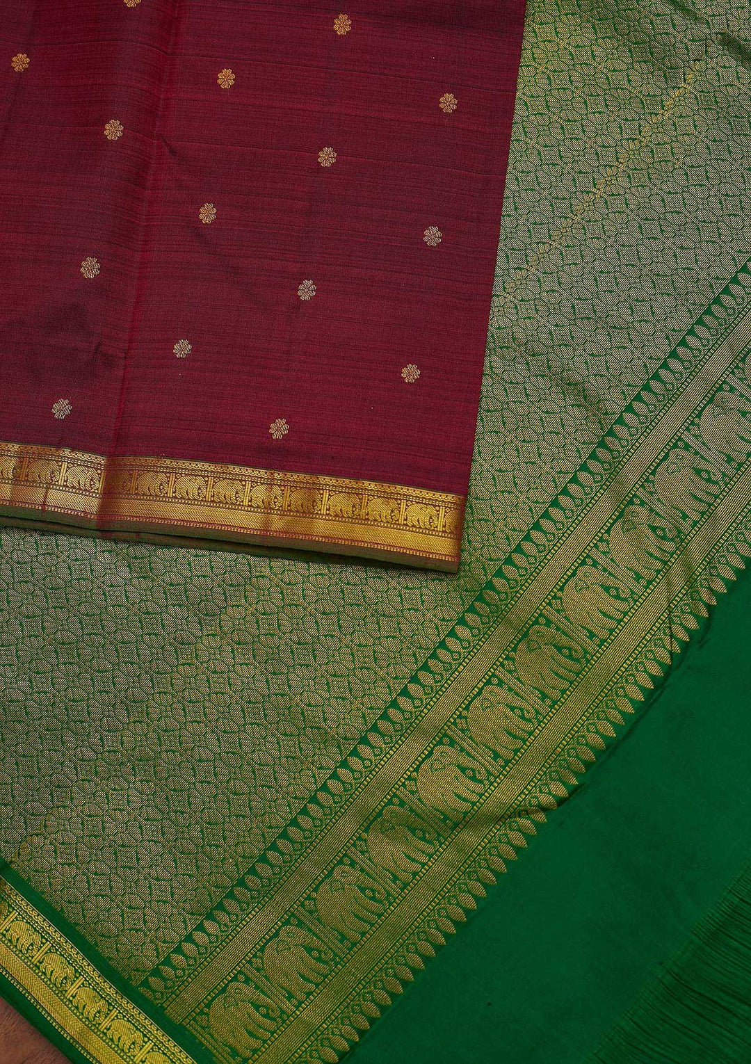 Wine Zariwork Pure Silk Designer Unstitched Saree - Koskii