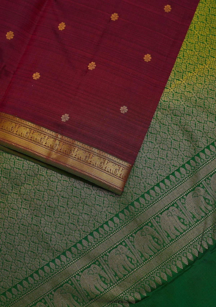Wine Zariwork Pure Silk Designer Unstitched Saree - Koskii