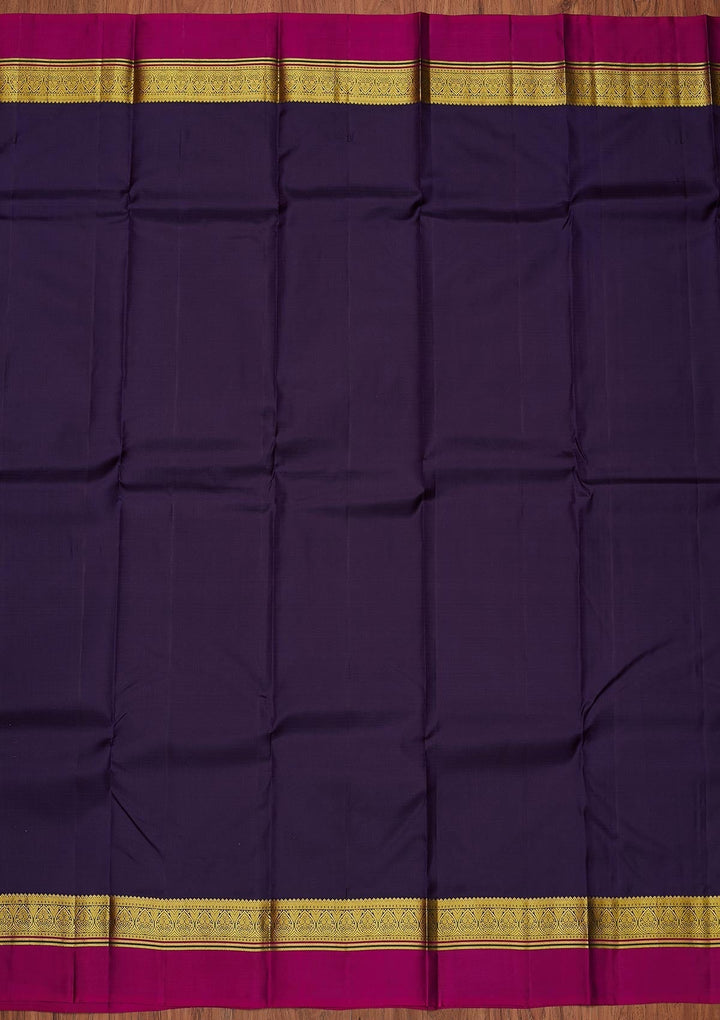 Wine Zariwork Pure Silk Designer Unstitched Saree - Koskii