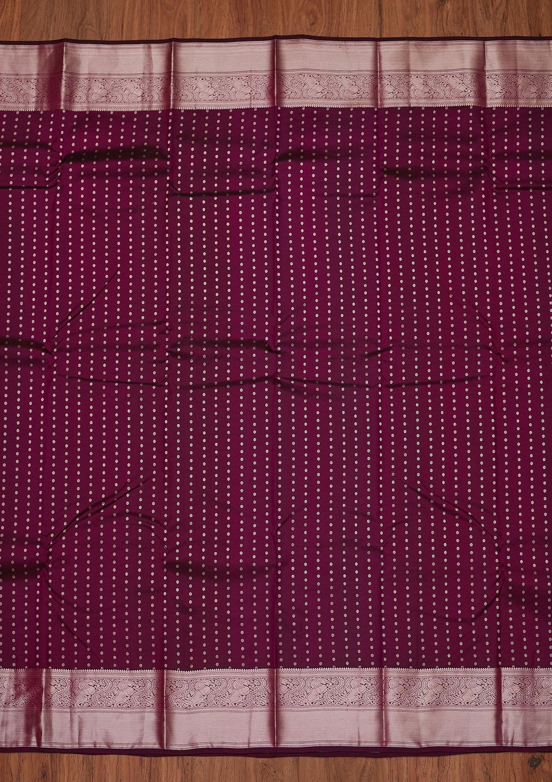 Wine Zariwork Pure Silk Designer Unstitched Saree - Koskii